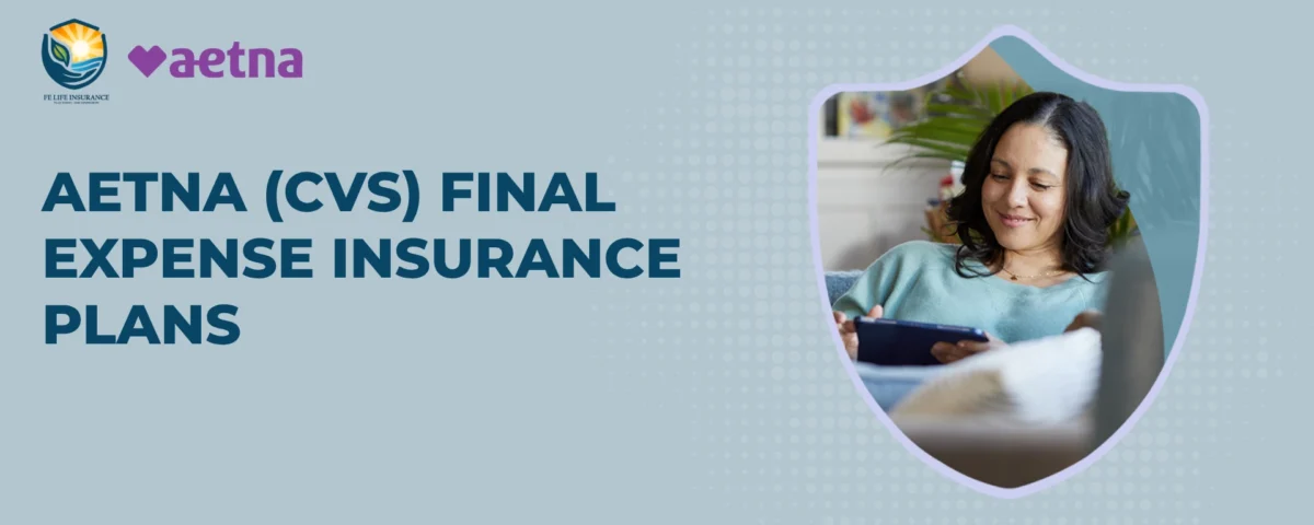aetna-cvs-final-expense-insurance-plans-banner-with-smiling-woman-holding-a-tablet-sitting-on-couch-inside-a-shield-design-on-light-blue-background