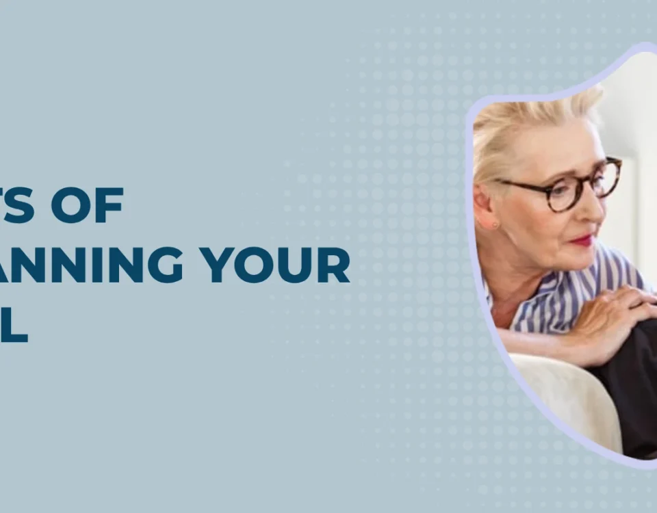 benefits-of-pre-planning-your-funeral-banner-with-senior-couple-discussing-documents-on-couch-inside-a-shield-design-on-light-blue-background