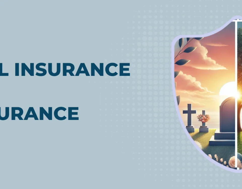 funeral-insurance-vs-life-insurance-banner-with-illustration-split-between-graveyard-sunset-and-family-enjoying-picnic-under-tree-inside-a-shield-design-on-light-blue-background